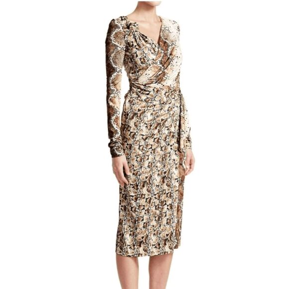Altuzarra Tan Snakeskin Print Dinah Wrap Dress Size FR36/US4 $1795 - Picture 2 of 11